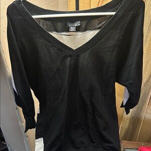 Fox Black V-Neck Short Sleeve Top